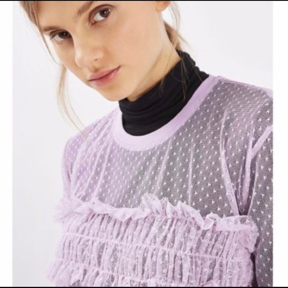 TopShop Lilac Dobby Mesh Top